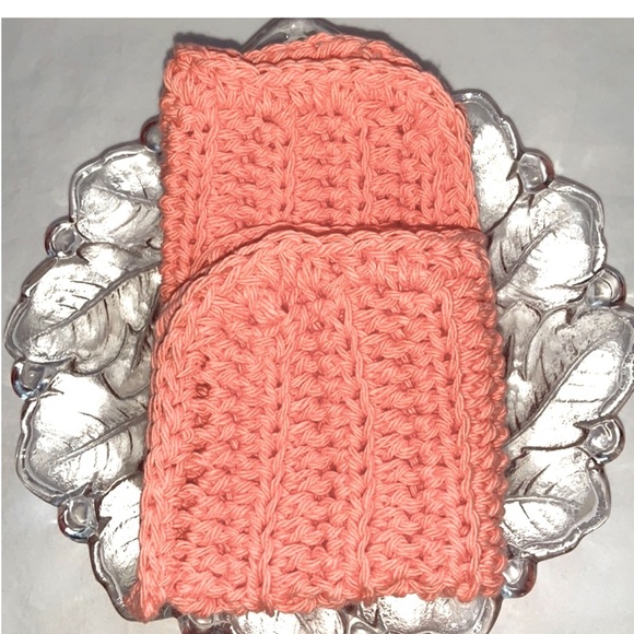 HAND CRAFTED Crochet Colorful Coral 100% Cotton All Purpose Dish or Wash Cloths - Picture 6 of 8